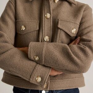 Quince Cropped Shirt Jacket. 100% Merino Wool. New without tag. Heather Elm